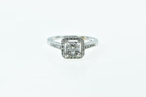 10K Invis. Princess Diamond Halo Engagement Ring White Gold