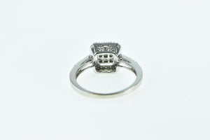 10K Invis. Princess Diamond Halo Engagement Ring White Gold