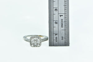 10K Invis. Princess Diamond Halo Engagement Ring White Gold