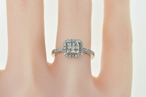 10K Invis. Princess Diamond Halo Engagement Ring White Gold