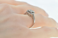 Load image into Gallery viewer, 10K Invis. Princess Diamond Halo Engagement Ring White Gold