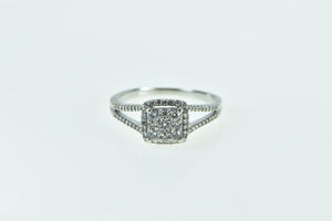 10K Vintage Diamond Cluster Halo Engagement Ring White Gold