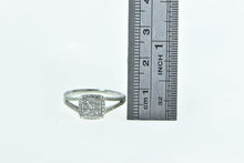 Load image into Gallery viewer, 10K Vintage Diamond Cluster Halo Engagement Ring White Gold