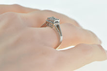 Load image into Gallery viewer, 10K Vintage Diamond Cluster Halo Engagement Ring White Gold