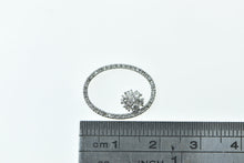 Load image into Gallery viewer, 14K 0.46 Ctw Diamond Oval Flower Cluster Floral Pendant White Gold