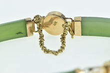 Load image into Gallery viewer, 18K Carved Jadeite Vintage Chinese Character Bracelet 6.25&quot; Yellow Gold