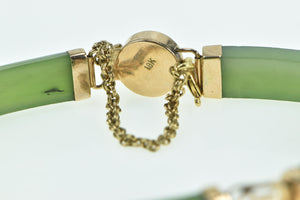 18K Carved Jadeite Vintage Chinese Character Bracelet 6.25" Yellow Gold