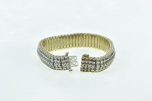 10K 9.00 Ctw Diamond Encrusted Wide Statement Bracelet 7" Yellow Gold