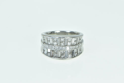 Platinum 3.06 Ctw Princess Baguette Diamond Band Ring