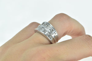 Platinum 3.06 Ctw Princess Baguette Diamond Band Ring