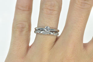 14K 0.37 Ctw Diamond Engagement Bridal Set Ring White Gold