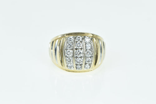 14K 1.00 Ctw Diamond Squared Vintage Men's Ring Yellow Gold