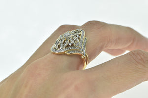 14K Diamond Encrusted Wavy Curvy Statement Ring Yellow Gold