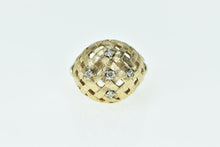 Load image into Gallery viewer, 14K Diamond Woven Domed Vintage Cocktail Ring Yellow Gold