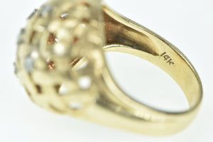 14K Diamond Woven Domed Vintage Cocktail Ring Yellow Gold