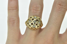 Load image into Gallery viewer, 14K Diamond Woven Domed Vintage Cocktail Ring Yellow Gold