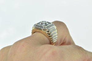 14K 1.00 Ctw Diamond Squared Cluster Statement Ring Yellow Gold