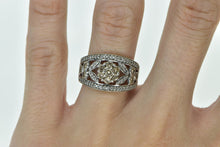 Load image into Gallery viewer, 14K 1.06 Ctw Diamond Flower Statement Band Ring White Gold