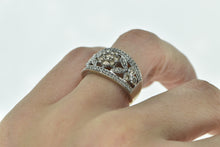 Load image into Gallery viewer, 14K 1.06 Ctw Diamond Flower Statement Band Ring White Gold