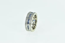 Load image into Gallery viewer, 18K 1.30 Ctw Diamond Sapphire Eternity Ring White Gold