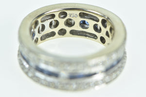 18K 1.30 Ctw Diamond Sapphire Eternity Ring White Gold