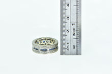 Load image into Gallery viewer, 18K 1.30 Ctw Diamond Sapphire Eternity Ring White Gold