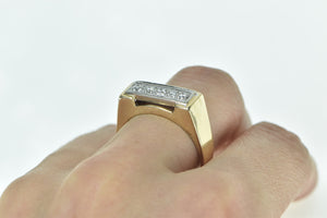 14K 0.15 Ctw Squared Vintage Statement Men's Ring Yellow Gold