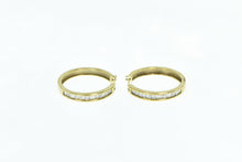 Load image into Gallery viewer, 10K 1.50 Ctw Diamond Squared 27mm Fashion Hoop Earrings Yellow Gold