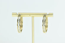 Load image into Gallery viewer, 10K 1.50 Ctw Diamond Squared 27mm Fashion Hoop Earrings Yellow Gold