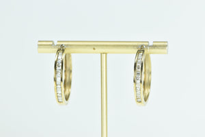 10K 1.50 Ctw Diamond Squared 27mm Fashion Hoop Earrings Yellow Gold