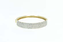 Load image into Gallery viewer, 14K 2.55 Ctw Diamond Encrusted Squared Bangle Bracelet 6.75&quot; Yellow Gold