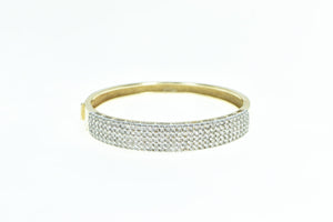 14K 2.55 Ctw Diamond Encrusted Squared Bangle Bracelet 6.75" Yellow Gold