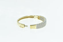 Load image into Gallery viewer, 14K 2.55 Ctw Diamond Encrusted Squared Bangle Bracelet 6.75&quot; Yellow Gold