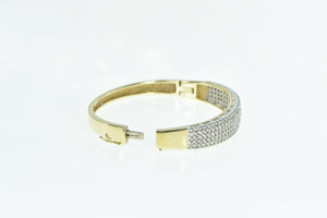 14K 2.55 Ctw Diamond Encrusted Squared Bangle Bracelet 6.75" Yellow Gold