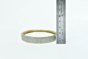 14K 2.55 Ctw Diamond Encrusted Squared Bangle Bracelet 6.75" Yellow Gold