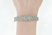 Load image into Gallery viewer, 14K 2.55 Ctw Diamond Encrusted Squared Bangle Bracelet 6.75&quot; Yellow Gold