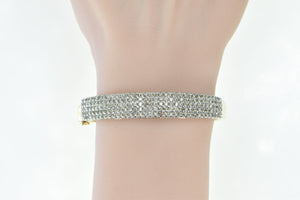 14K 2.55 Ctw Diamond Encrusted Squared Bangle Bracelet 6.75" Yellow Gold