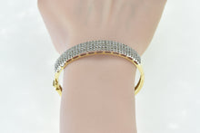 Load image into Gallery viewer, 14K 2.55 Ctw Diamond Encrusted Squared Bangle Bracelet 6.75&quot; Yellow Gold