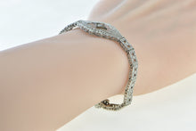 Load image into Gallery viewer, 10K Art Deco Diamond Camphor Glass Filigree Bracelet 6.75&quot; White Gold