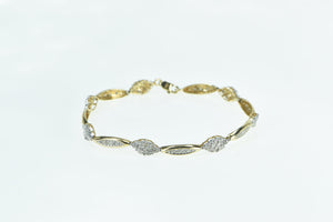 10K 0.94 Ctw Diamond Cluster Vintage Fashion Bracelet 7.25" Yellow Gold