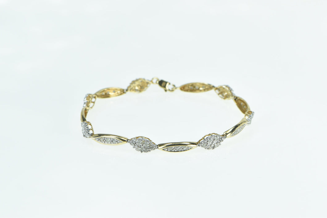 10K 0.94 Ctw Diamond Cluster Vintage Fashion Bracelet 7.25