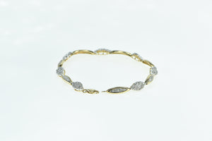 10K 0.94 Ctw Diamond Cluster Vintage Fashion Bracelet 7.25" Yellow Gold