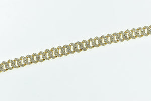 10K 13.48 Ctw Pave Diamond Encrusted Curb Chain Necklace 21.75" Yellow Gold