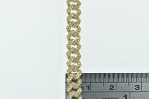 10K 13.48 Ctw Pave Diamond Encrusted Curb Chain Necklace 21.75" Yellow Gold