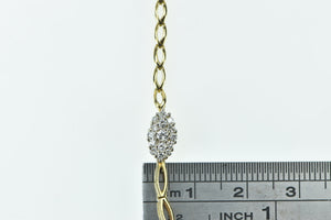 10K 0.92 Ctw Diamond Oval Cluster Vintage Chain Necklace 16.25" Yellow Gold