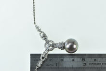 Load image into Gallery viewer, 14K 0.93 Ctw Diamond Pearl Chevron Statement Necklace 18&quot; White Gold