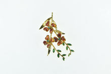 Load image into Gallery viewer, 14K 1960&#39;s Emerald Enamel Flower Vine Branch Pendant Yellow Gold