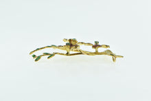 Load image into Gallery viewer, 14K 1960&#39;s Emerald Enamel Flower Vine Branch Pendant Yellow Gold