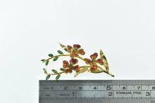 Load image into Gallery viewer, 14K 1960&#39;s Emerald Enamel Flower Vine Branch Pendant Yellow Gold