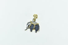 Load image into Gallery viewer, 18K Pave Sapphire Diamond Two Tone Elephant Pendant White Gold